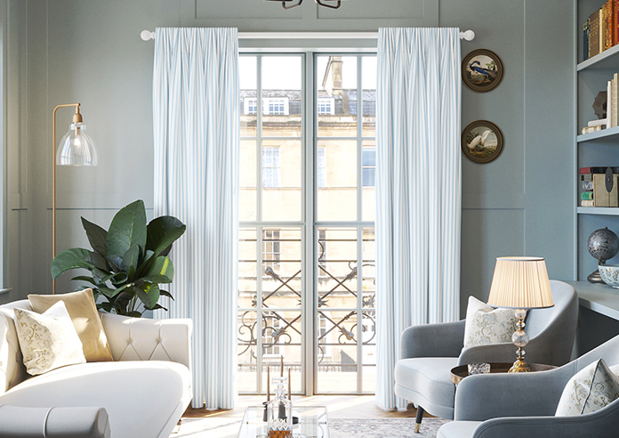 Lace Stripes, River - Made to Measure Curtains - Image 3